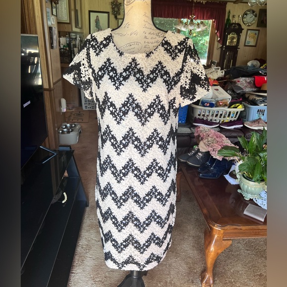 Talbots Chevron-herringbone Graphic Ivory Casual Dress size 8. - Picture 16 of 16